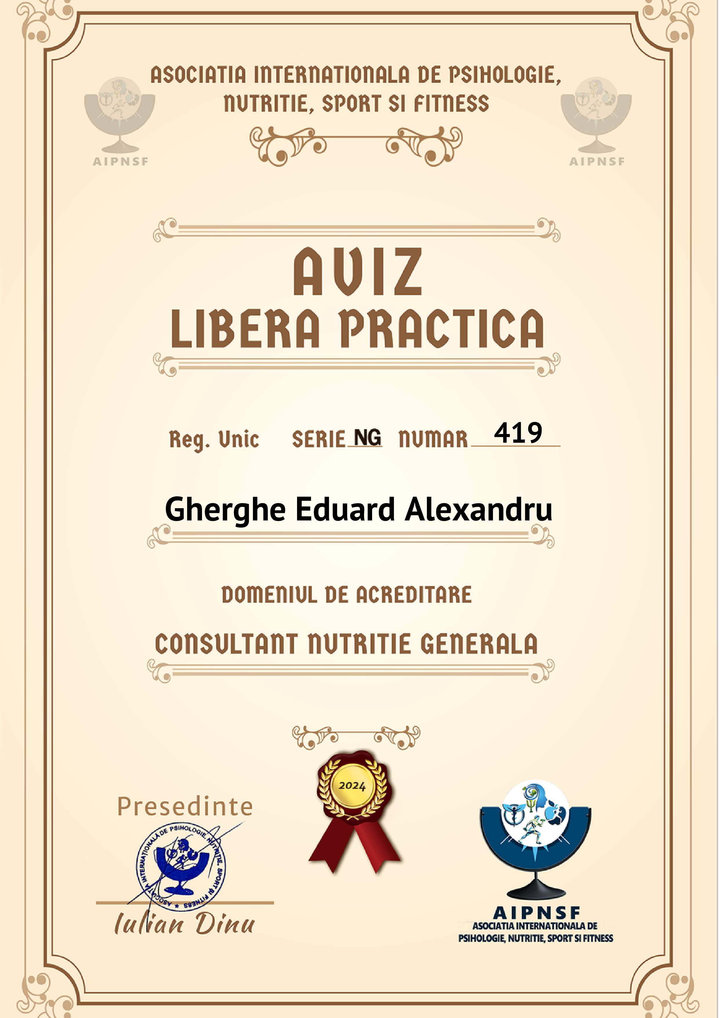 Aviz Liberă Practică